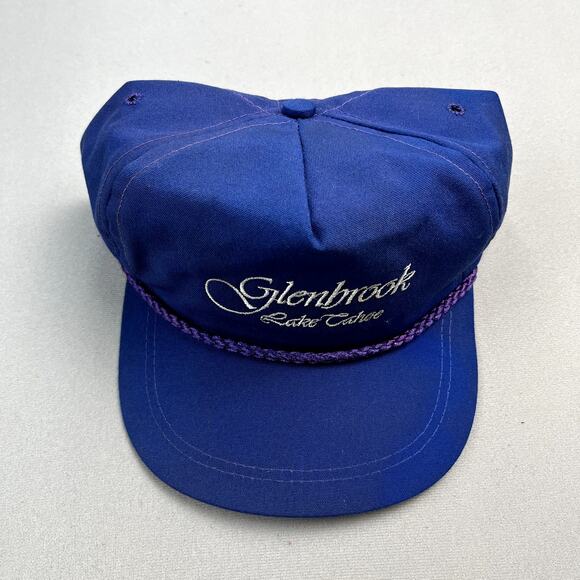 Vintage Lake Tahoe Hat Cap Strapback Blue Glenbrook Nature Outdoor Hiking 90s - Picture 2 of 8